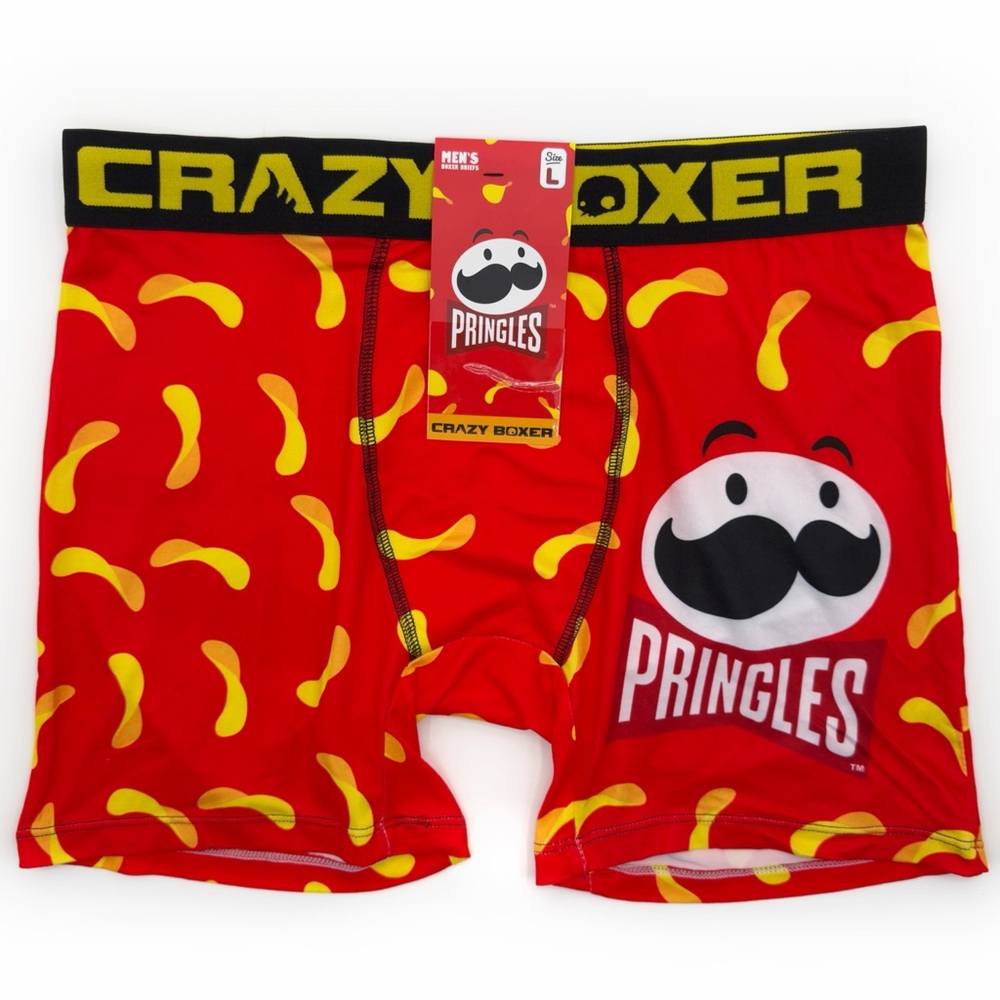 Pringles Crazy Boxer Briefs Mens Size Large Underwear Red Yellow Funny Gift New